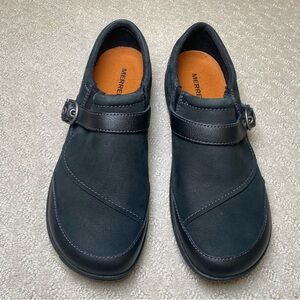 Merrell Dassie Women's Buckle Slip-On Nubuck Suede Leather Shoes Black Sz 8